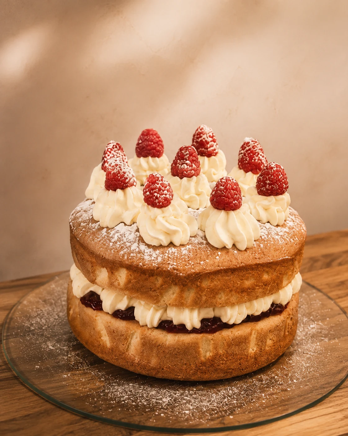 Victoria sponge with cream and berries