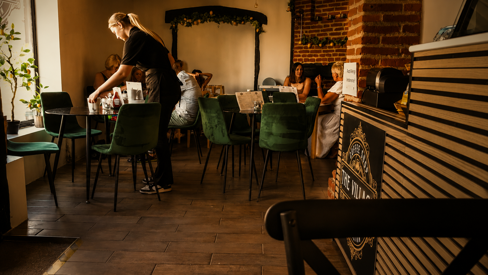 Atmospheric cafe interior